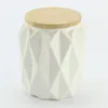 Wood lid custom color optional angled cutting white ceramic jars with lids