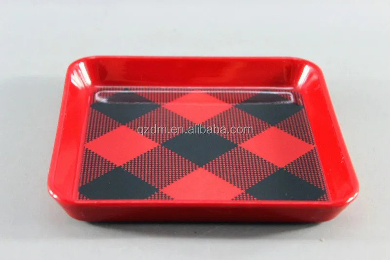 6 Inch Solid Melamine Red Square Tray Candy Tray Kids Tray