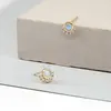 Minimalist Cute Girls Girlfriend Sisters Jewelry Gift Decliate Gemstone Small Tiny Gold Mint Opal Stud Earrings