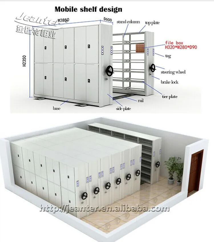 Easy Operate Mechanical Metal Shelves/ Modern Mobile Filing Shelve
