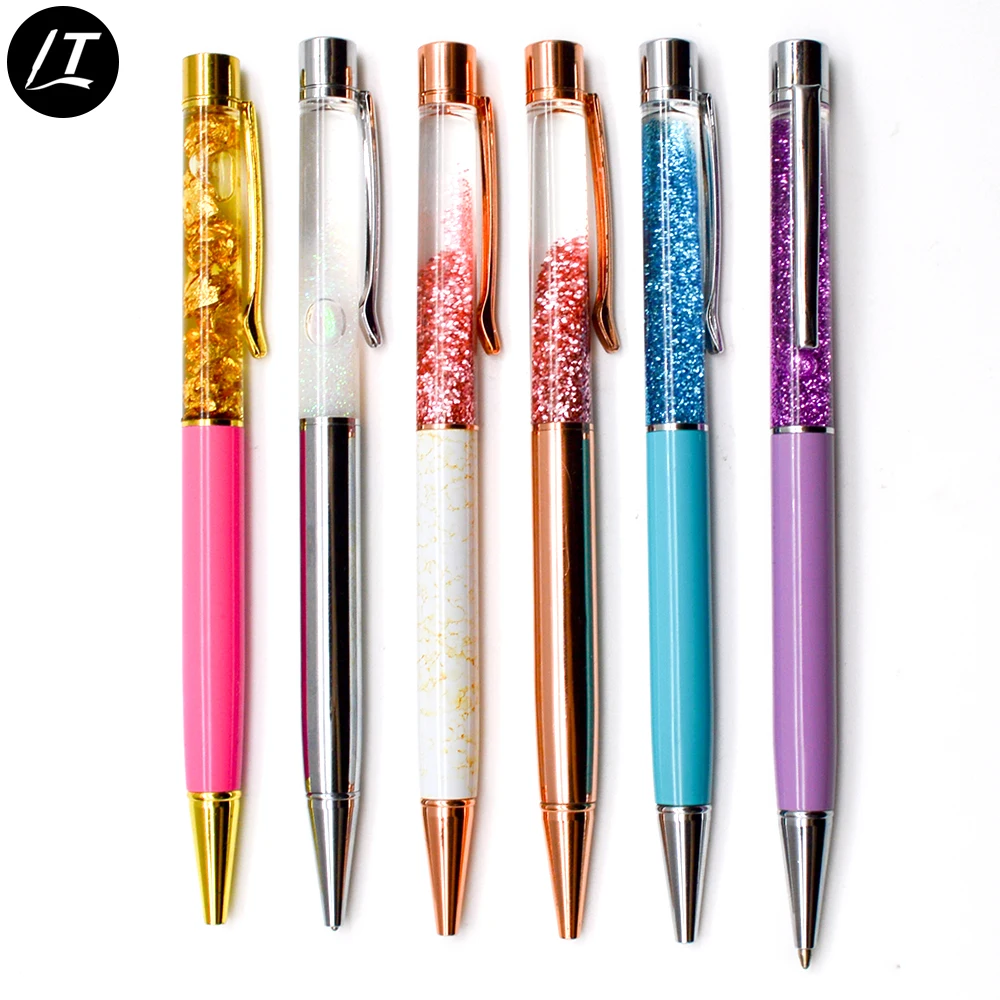 Gold Foil Liquid Floating Pen 3d,Glitter Floater Ballpen,Liquid Metal
