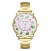 2018 Luxury Sports Cartoon Doodle Dial Charm Women Gold Watch Alloy Case Back Watch Made In China