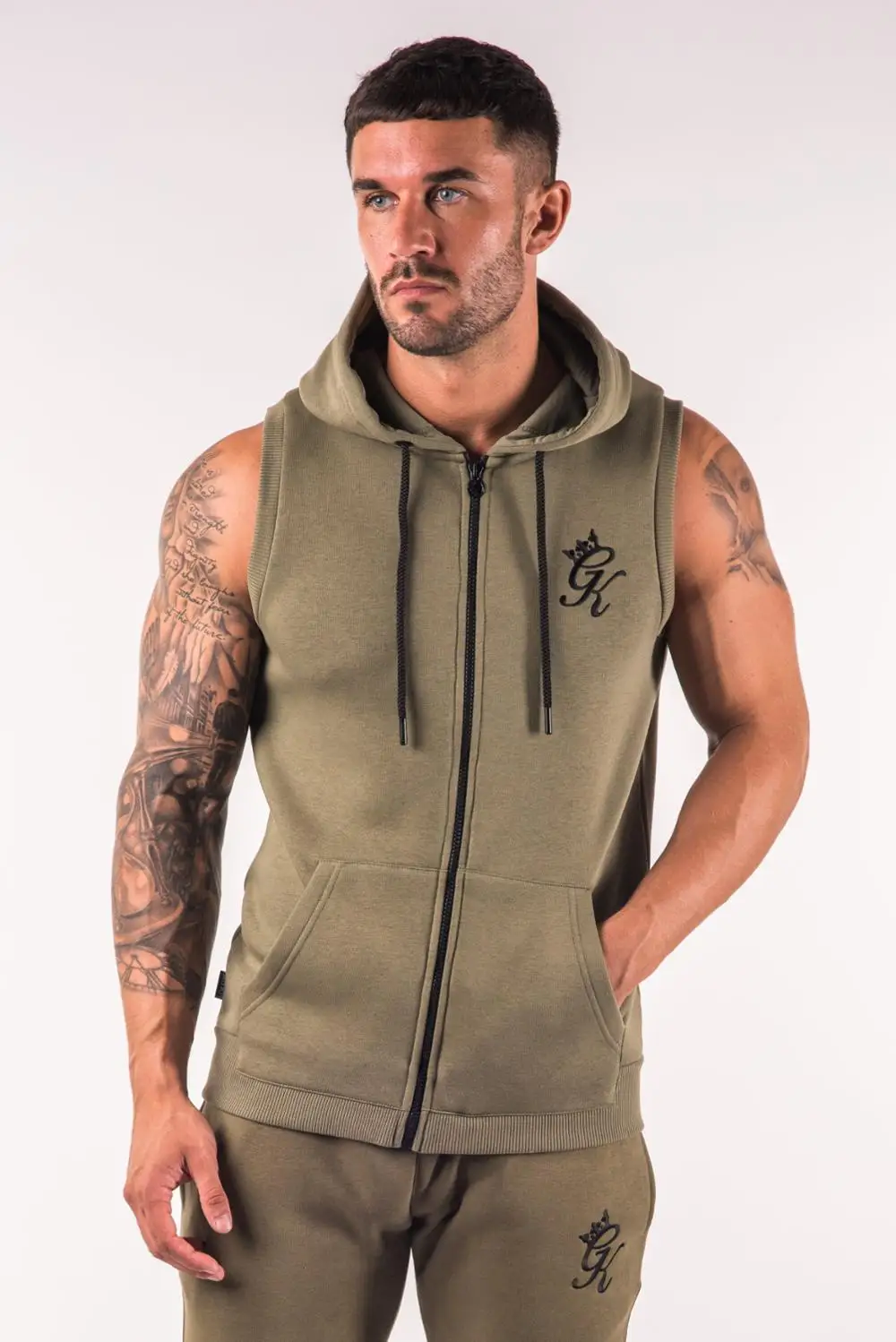 mens sleeveless zipper hoodie