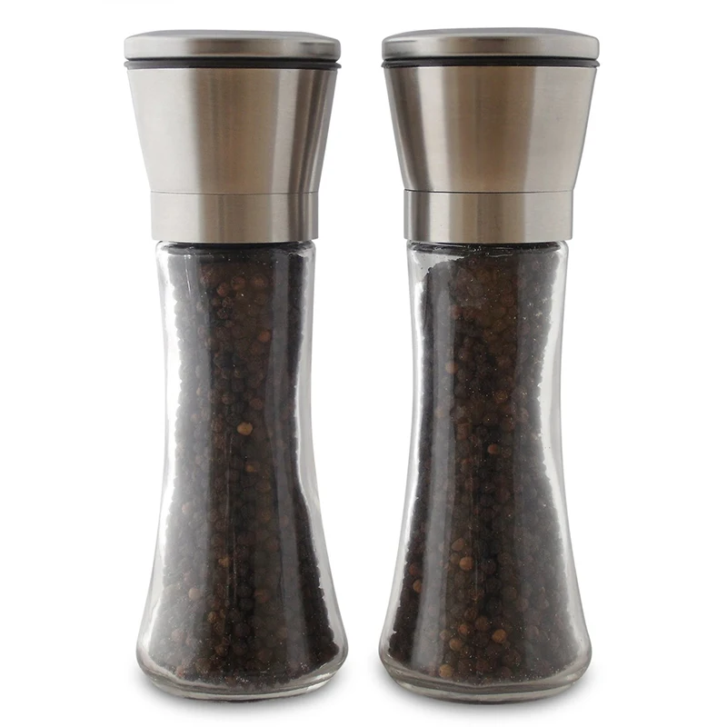 Spice Bottles With Grinder Caps Salt And Pepper Grinder Set Manual Glass Pepper Grinder Buy