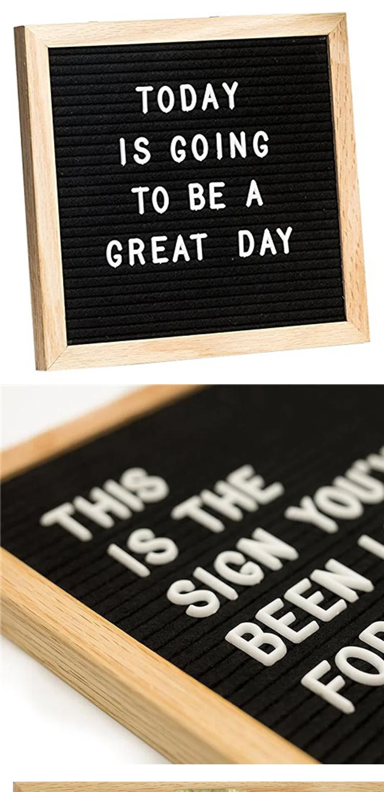 Felt Letter Board With Oak Frame,290 Plastic Letters And Bag