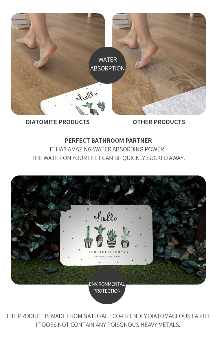 Anti-Skid Diatomaceous Earth Bath Mat Bath Floor Mat