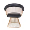 Wedding chair rental gold wire dining chair with PU seat pad, goldfinger arrow lounge chair