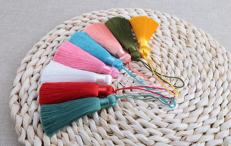 26 Color 8cm Anti Wrinkle Vertical Ice Silk Hanging Tassels Bookmarks