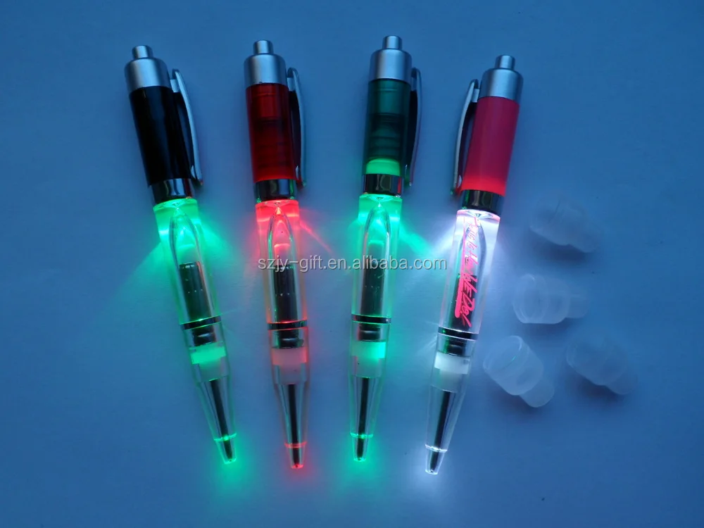 Plastic Colorful Logo Led Light Pen With Ballpoint Pens Suitable For