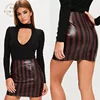 Sexy Bandage Mini Short Skirt Stripe Leather Skirt
