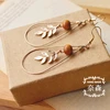 Nesson Hot-selling minimalist geometry retro wooden beads leaves earrings rd70