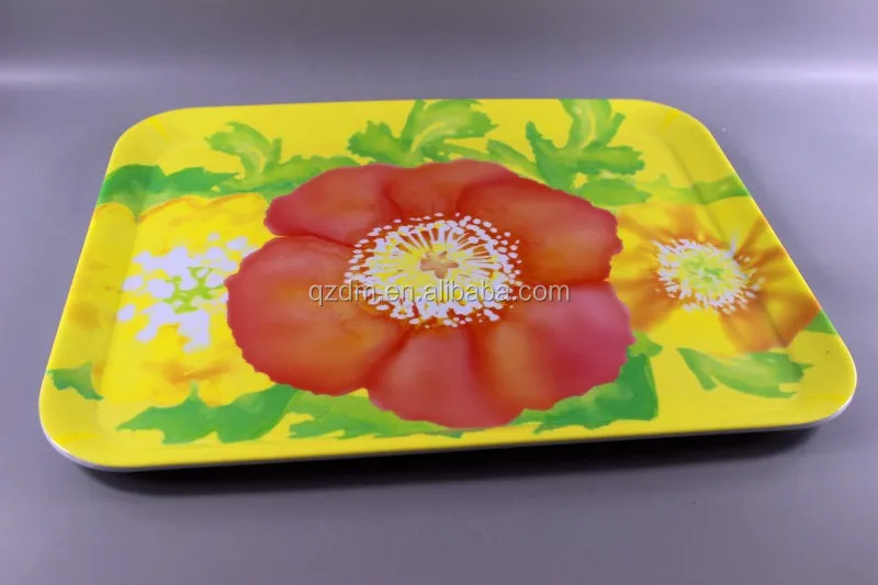 Flower Design Melamine Tray Square Tray Rectangle Tray Fruit Tray Decoration Tray