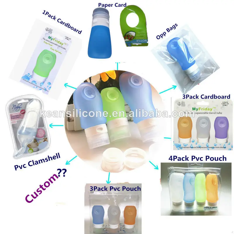 Mini Leak Proof Silicone Travel Bottles Set - 3 Oz Tsa Approved 