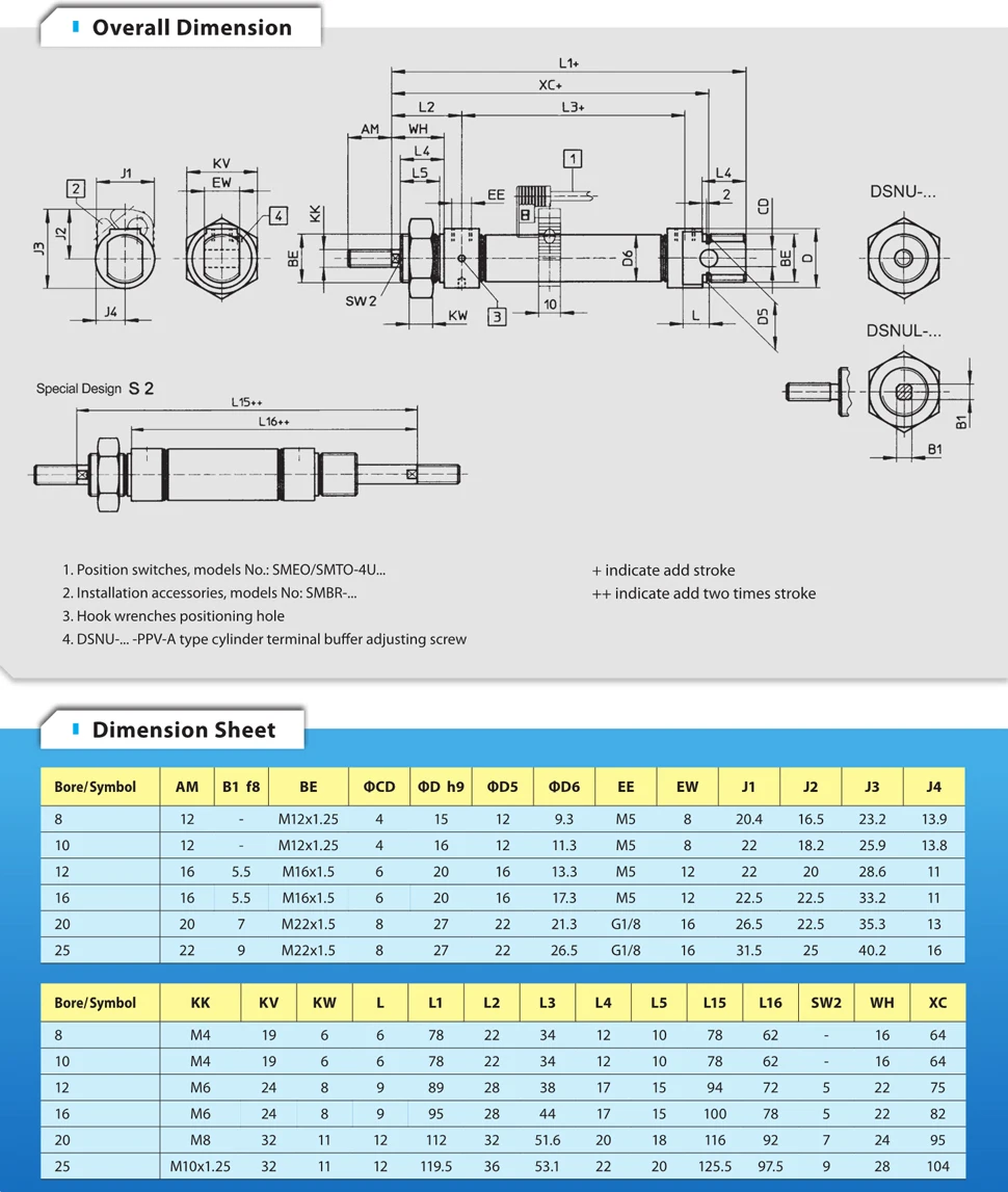DSNU Series Stainless steel Small Pneumatic Cylinder
