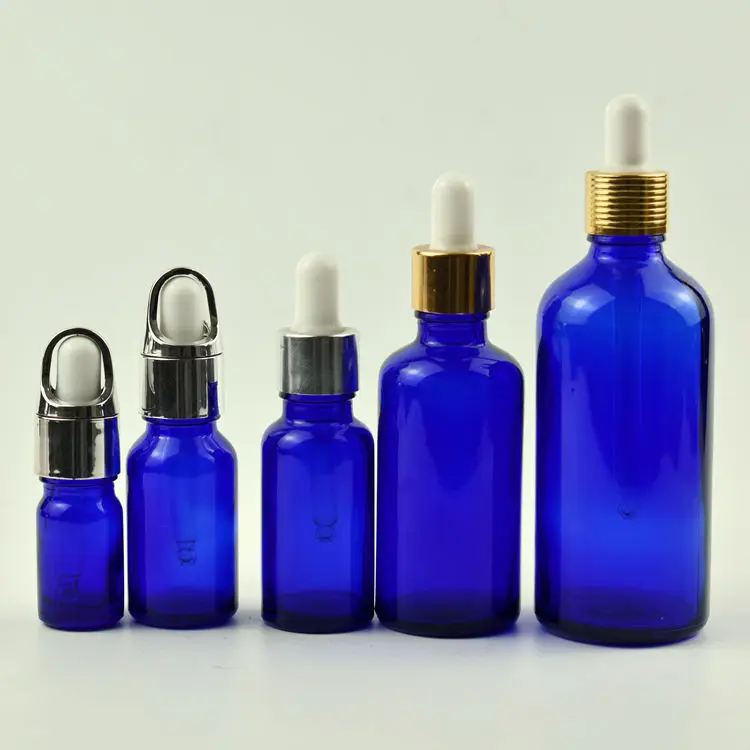 Download Blue Glass Boston Round Dropper Bottles For Oil Perfume 10ml 15ml 20ml 30ml Essential Oil Bottle ...