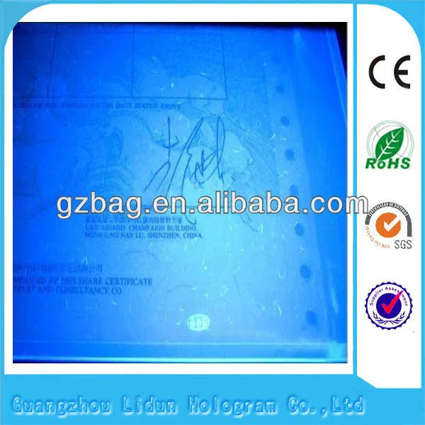 color fiber fluorescent security watermark paper for certificate