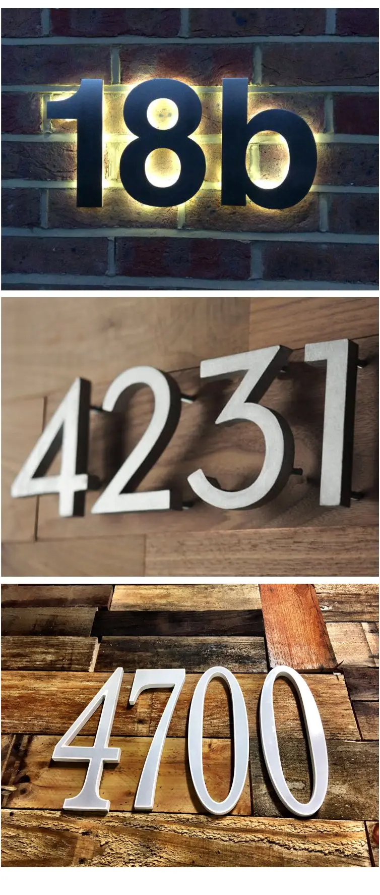 Led Backlit Outdoor Waterproof Signage 3d Stainless Steel House Numbers