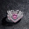 2018 July Swan crown shape ring set silver plated 2 combination white zircon engagement rings for women