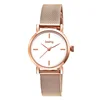 alloy stylish women wristwatch wholesaler polished rose gold case black dial stainless steel band
