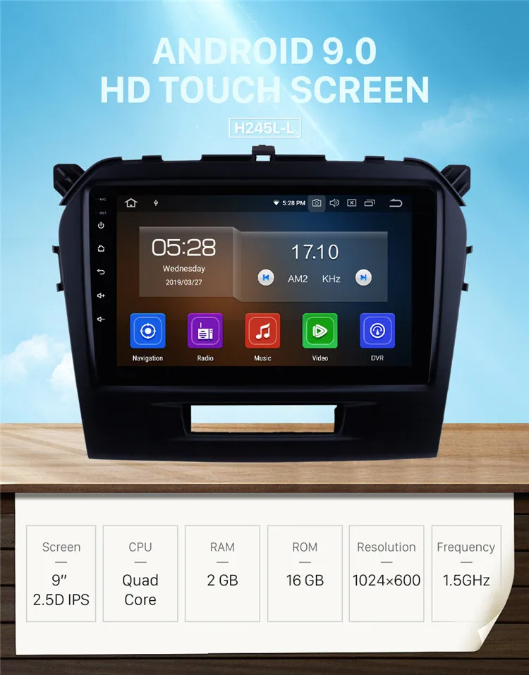 9 Inch Android 9.0 Touchscreen Car Multimedia System For 2015 2016