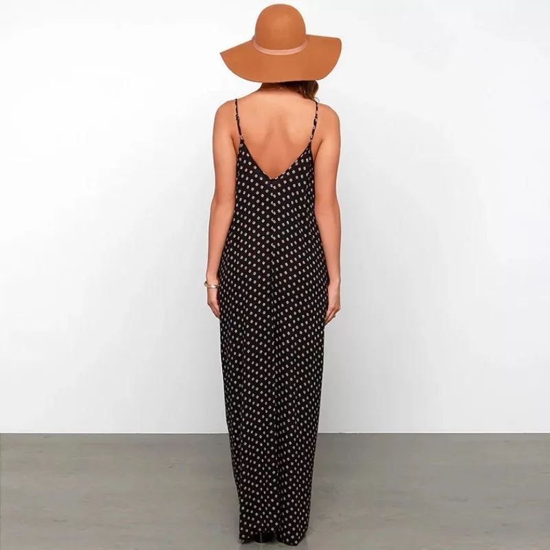 Wholesale 2018 Summer  Women Polka Dot Print V Neck Sleeveless Sundress Loose Maxi Long Beach Bohemian Vintage Maxi Dress