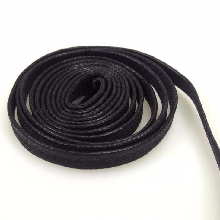 Прочный обычай ширина шнурки воск плоский черный хлопок воском шнурки