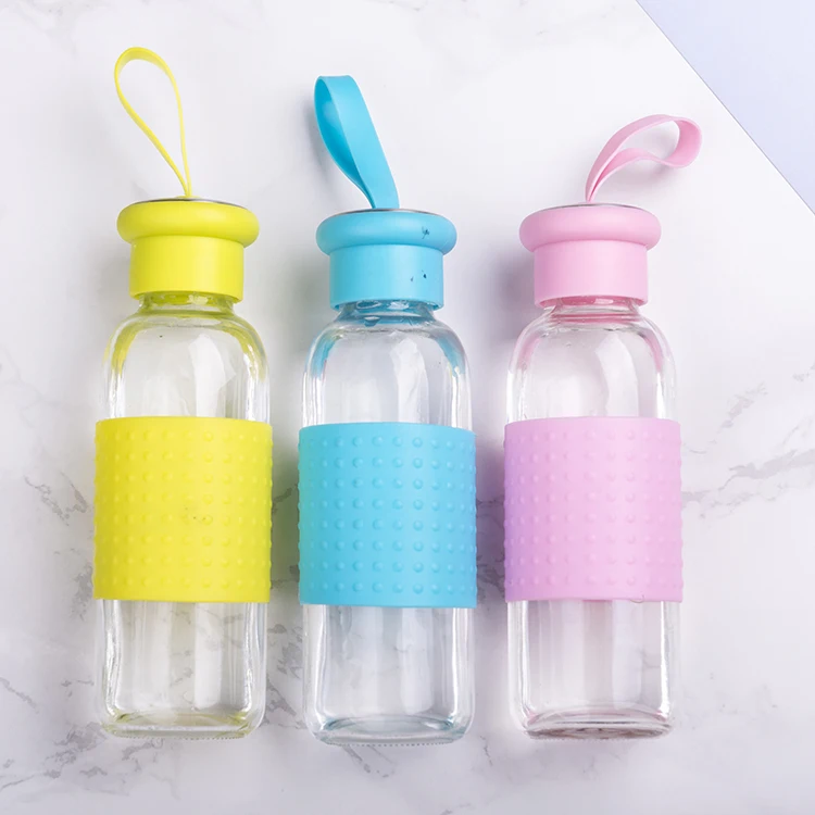 380ML High Quality OEM Good Price Silicone Sleeve Glass Water Bottle
