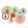Holiday Party Fan Set 8 pack Christmas Paper Pinwheel Decorations Jingle bell Paper fans reindeer paper Rosettes