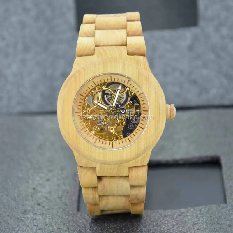 2019 New Arrival Handmade Wood Transparent Automatic Watch,No Battery