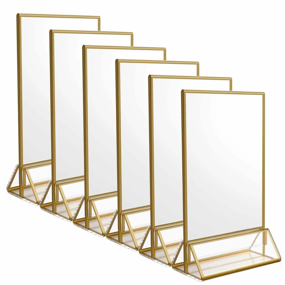 Rectangle Style 10 Pieces Display Stand Double Sided Plastic Paper Holder Clear Plastic Sign Holder Portrait Style Clear Acrylic Frames Acrylic Frame Holder Wood Base Vertical Back for Restaurants 