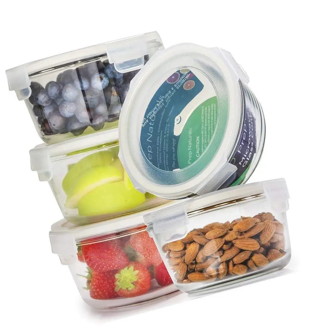 Green_Kitchen Glass Meal Prep Containers Glass Round - Glass Food Storage Containers - Glass Storage Containers With Lids - Glass Lunch Containers Food Container - Glass Food Containers, 25oz