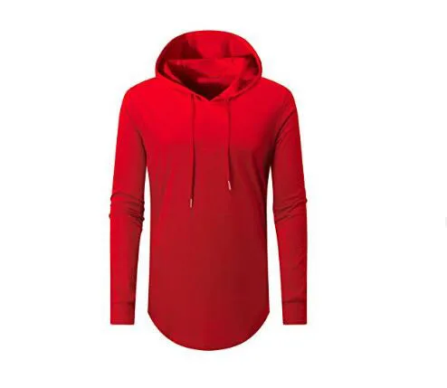red longline hoodie