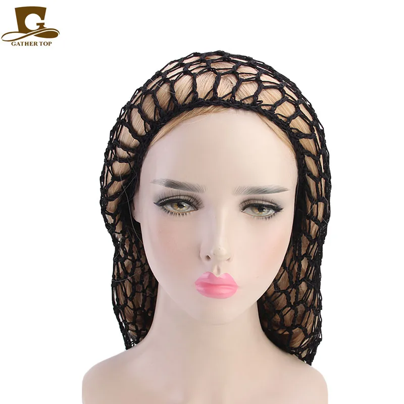New Women Extra Long Crochet Hair Net Snood Hat Sleeping Cap Hair Net