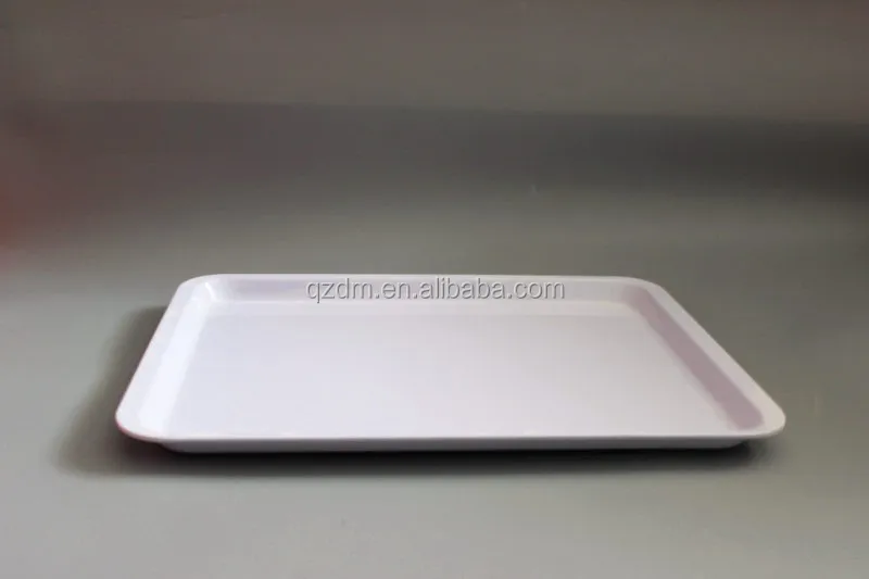 Blank Melamine Rectangle Tray White Plastic Square Tray