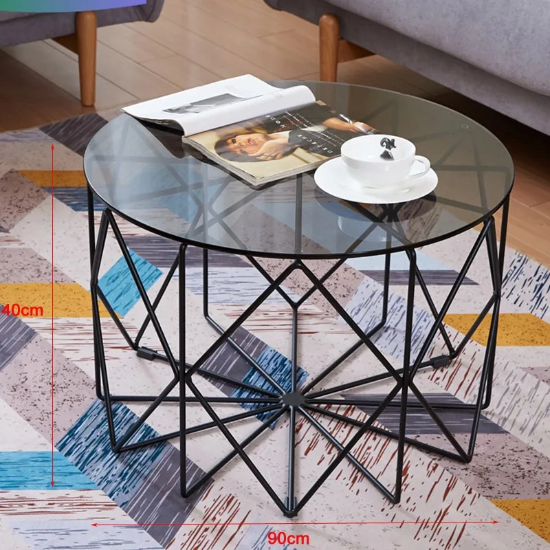 Round Wrought Iron Simple Modern Small Apartment Living Room Tempered