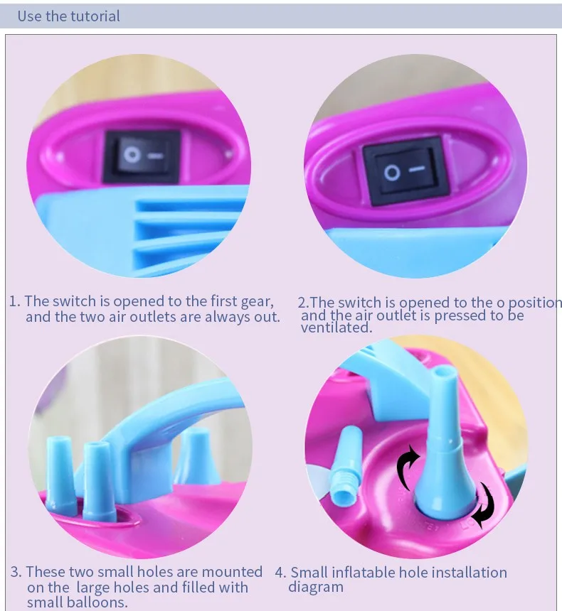 Electric Balloon Pump Portable Balloon Inflating Tool Double Hole