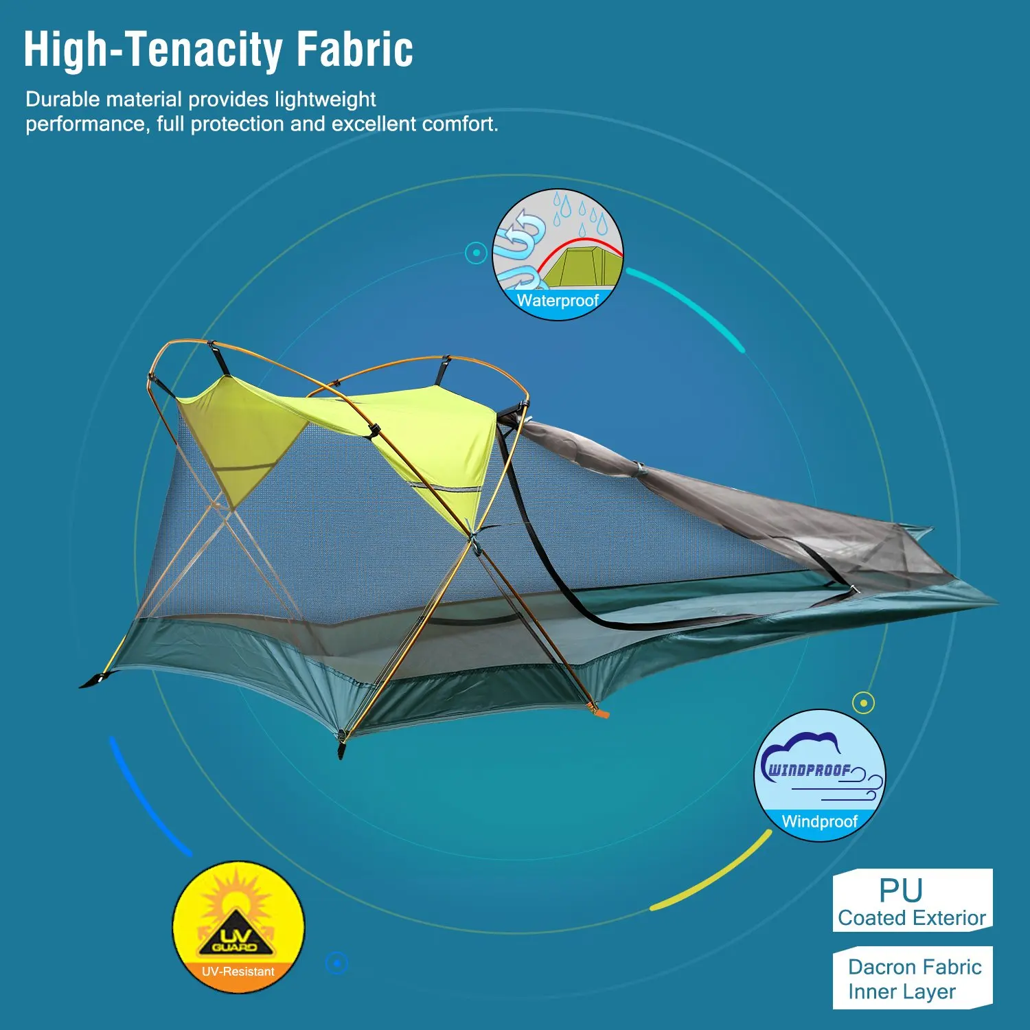 Single 1 Person Tent 3 Season Freestanding For Camping Backing Tent