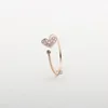 Minimalist Adjustable Brass Thin Heart Rings for Women Cubic Zirconia Jewelry