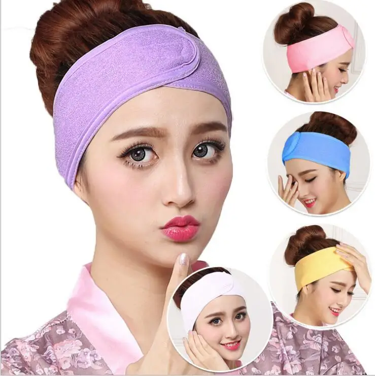 Adjustable Closure Hair Headband with Custom Embroidery Logo Beautiful Salon headband for makeup SPA