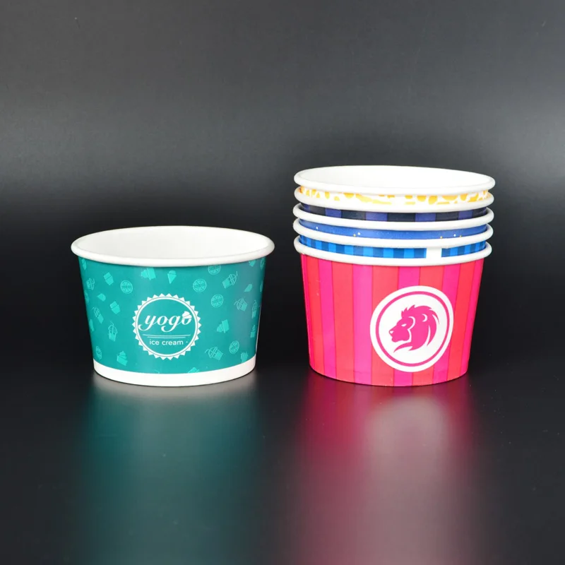 Trendy Design Dome Lid Wave Point Dot Paper Yogurt Cup 12oz And Bowl