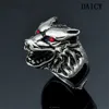 DAICY top quality hip hop punk biker stainless steel animal red eye wolf ring