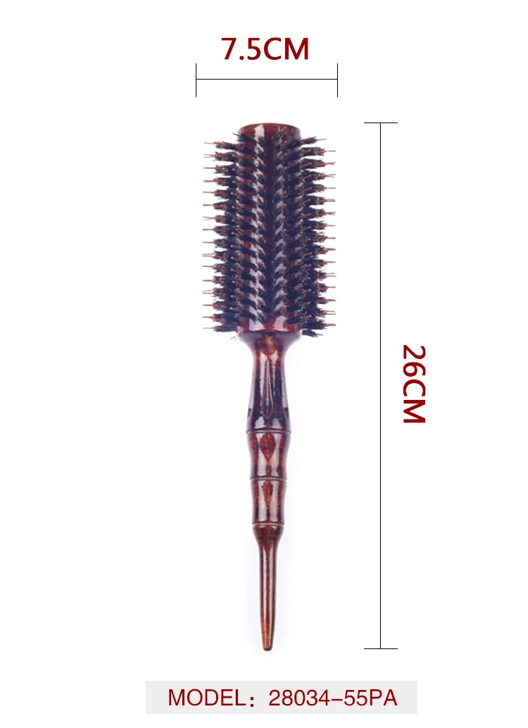 EUREKA 28034-55PA-CF Engraved Wooden Bristle Round Hair Brush UV Painting on Surface Barrel Brush