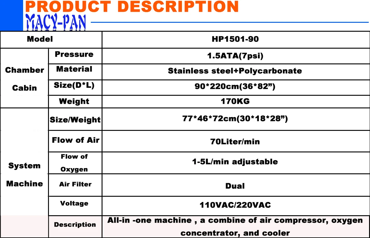 medical equipment hyperbaric oxygen chamber for health rehabilitation