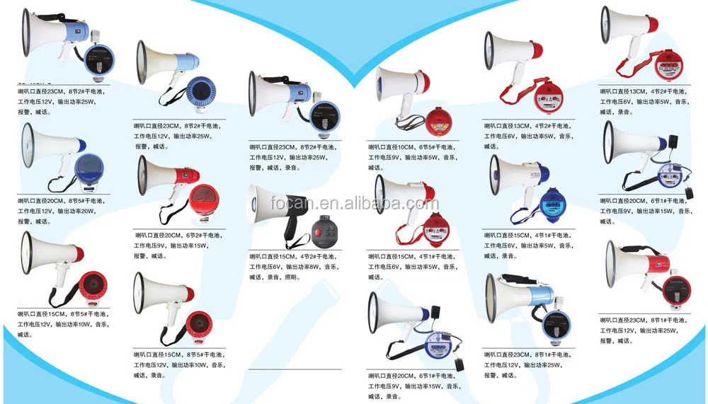 50 Watt Megaphone With Safety Siren, Handheld Microphone Pistol Grip Talk Switch And Adjustable Shoulder Strap
