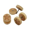 2015 new arrival wood ear plug logo engraved fake cheater ear piercing jewelry mens ear studs