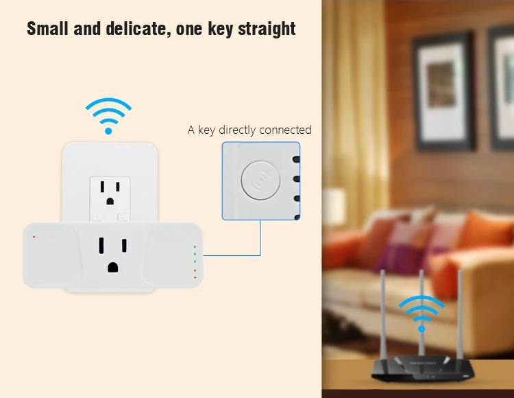 Portable US USA standard 15A Relay Output Wireless Remote Control Smart Mini Wall Extension Outlet with WIFI range extender