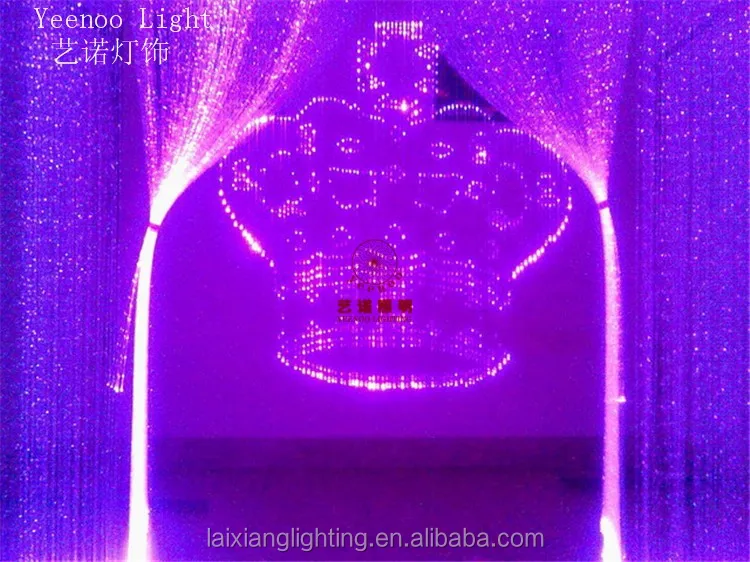 Residential customized logo design curtain chandelier color changing flexible led optic fiber light