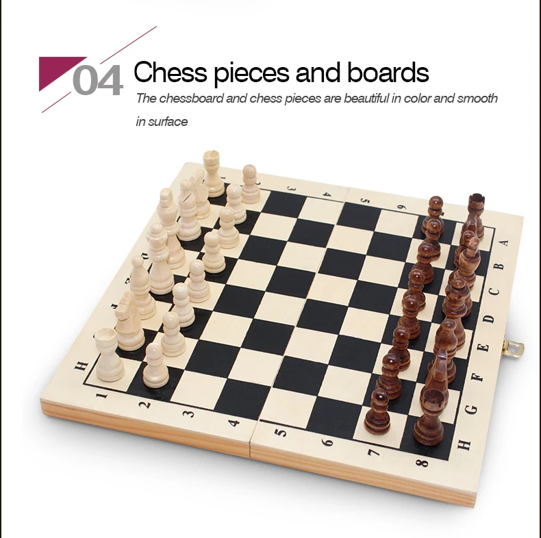 Wooden Chessboard Folding Board Chess Game For Portable Party Family Activity 