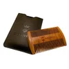 World best selling products pocket wooden beard comb with leather case sandalwood beard comb