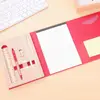 Top quality office stationary pu cover sticky notes book with pen pencil ruler eraser set